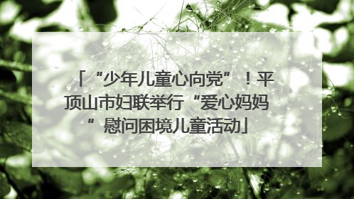 “少年儿童心向党”！平顶山市妇联举行“爱心妈妈”慰问困境儿童活动