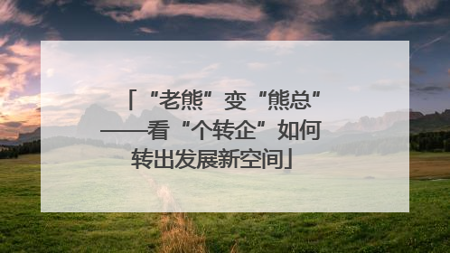 “老熊”变“熊总”——看“个转企”如何转出发展新空间