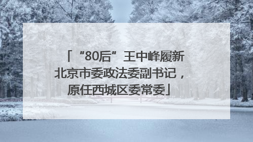 “80后”王中峰履新北京市委政法委副书记，原任西城区委常委