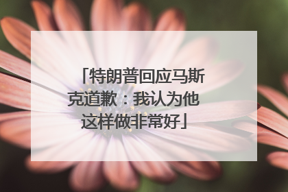 特朗普回应马斯克道歉：我认为他这样做非常好