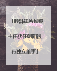 睦湃律所杨毅主任获任朝阳银行独立董事