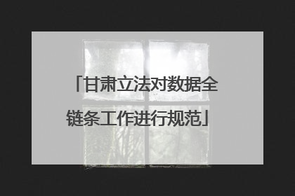 甘肃立法对数据全链条工作进行规范