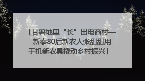 甘薯地里“长”出电商村——新泰80后新农人张甜甜用手机新农具撬动乡村振兴
