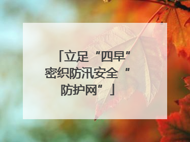 立足“四早”密织防汛安全“防护网”
