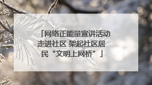 网络正能量宣讲活动走进社区 架起社区居民“文明上网桥”