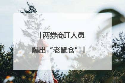 两券商IT人员曝出“老鼠仓”