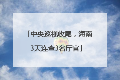 中央巡视收尾，海南3天连查3名厅官