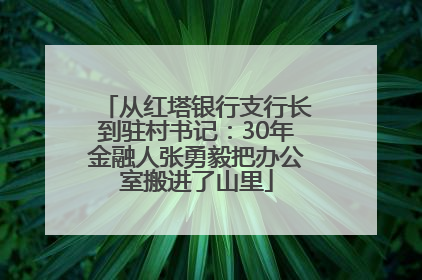 从红塔银行支行长到驻村书记：30年金融人张勇毅把办公室搬进了山里