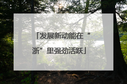 发展新动能在“浙”里强劲活跃