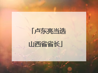 卢东亮当选山西省省长