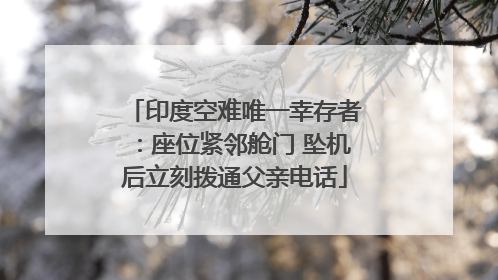 印度空难唯一幸存者：座位紧邻舱门 坠机后立刻拨通父亲电话