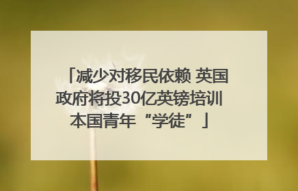 减少对移民依赖 英国政府将投30亿英镑培训本国青年“学徒”