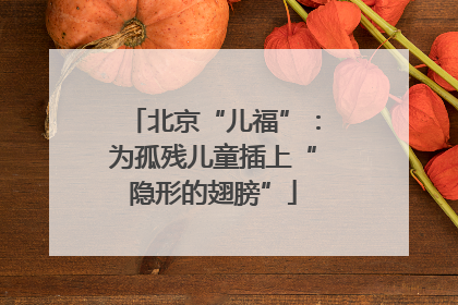 北京“儿福”：为孤残儿童插上“隐形的翅膀”