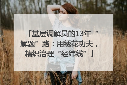 基层调解员的13年“解题”路：用绣花功夫，精织治理“经纬线”