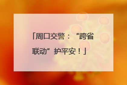 周口交警：“跨省联动”护平安！
