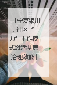 宁夏银川：社区“三力”工作模式激活基层治理效能