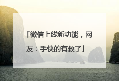 微信上线新功能，网友：手快的有救了