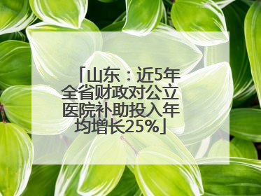 山东：近5年全省财政对公立医院补助投入年均增长25%