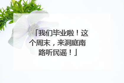 我们毕业啦！这个周末，来洞庭南路听民谣！