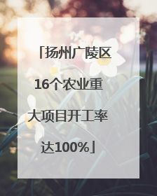扬州广陵区16个农业重大项目开工率达100%