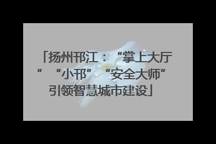 扬州邗江：“掌上大厅”“小邗”“安全大师”引领智慧城市建设