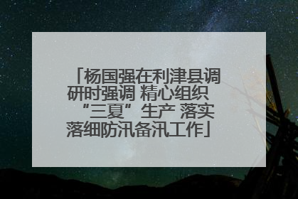 杨国强在利津县调研时强调 精心组织“三夏”生产 落实落细防汛备汛工作
