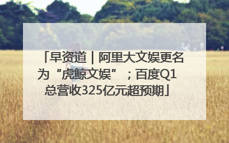 早资道｜阿里大文娱更名为“虎鲸文娱”；百度Q1总营收325亿元超预期