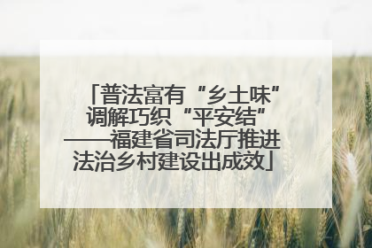 普法富有“乡土味” 调解巧织“平安结”——福建省司法厅推进法治乡村建设出成效