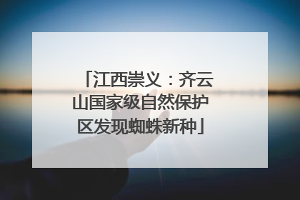 江西崇义：齐云山国家级自然保护区发现蜘蛛新种
