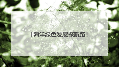 海洋绿色发展探新路