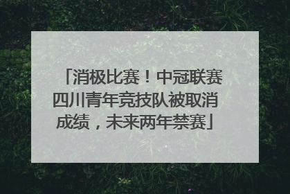 消极比赛！中冠联赛四川青年竞技队被取消成绩，未来两年禁赛
