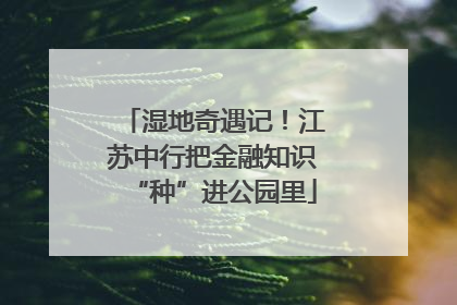 湿地奇遇记！江苏中行把金融知识“种”进公园里