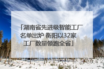 湖南省先进级智能工厂名单出炉 衡阳以32家工厂数量领跑全省