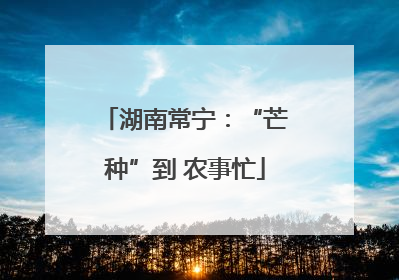 湖南常宁：“芒种”到 农事忙