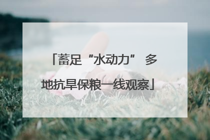 蓄足“水动力” 多地抗旱保粮一线观察