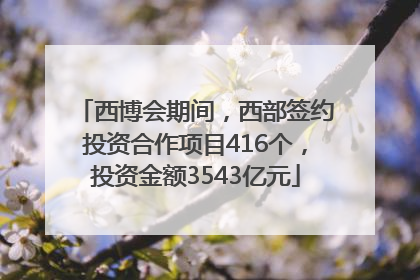 西博会期间，西部签约投资合作项目416个，投资金额3543亿元