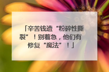 辛苦钱遭“粉碎性撕裂”！别着急，他们有修复“魔法”！