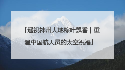遥祝神州大地粽叶飘香｜重温中国航天员的太空祝福