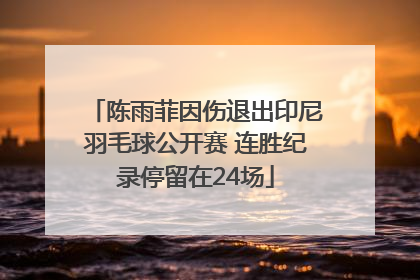 陈雨菲因伤退出印尼羽毛球公开赛 连胜纪录停留在24场