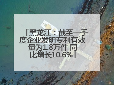 黑龙江：截至一季度企业发明专利有效量为1.8万件 同比增长10.6%