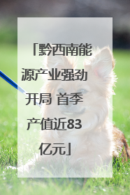 黔西南能源产业强劲开局 首季产值近83亿元