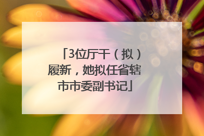3位厅干（拟）履新，她拟任省辖市市委副书记