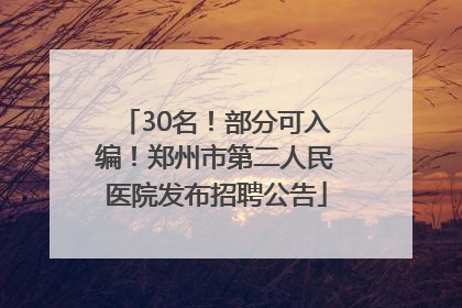 30名！部分可入编！郑州市第二人民医院发布招聘公告